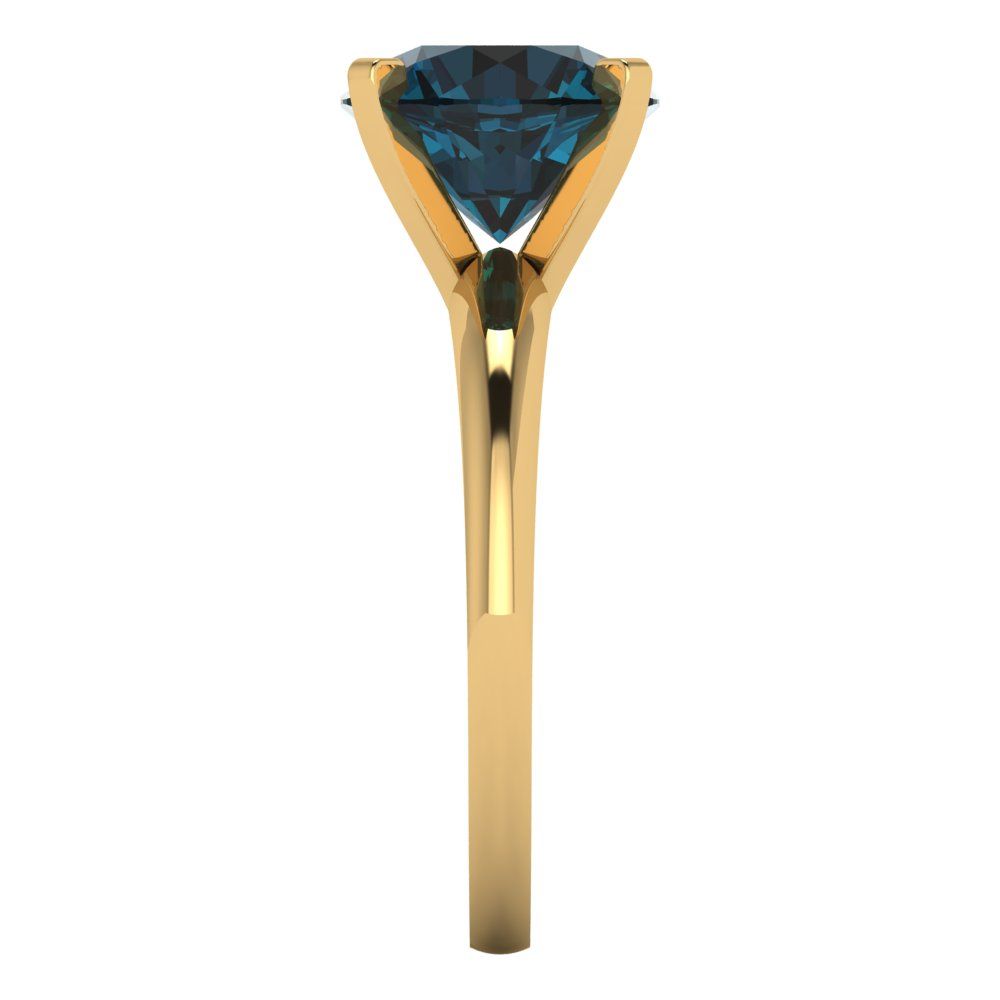 2.5 cttw Natural London Blue Topaz Solitaire  Engagement Ring - Solid Gold (Round Cut,8.5mm)