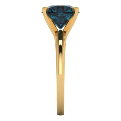 2.5 cttw Natural London Blue Topaz Solitaire  Engagement Ring - Solid Gold (Round Cut,8.5mm)
