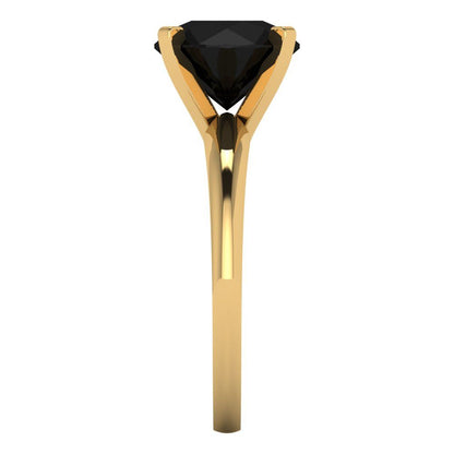 2.5 cttw Natural Onyx Solitaire  Engagement Ring - Solid Yellow Gold (VVS1, Round Cut,8.5mm)