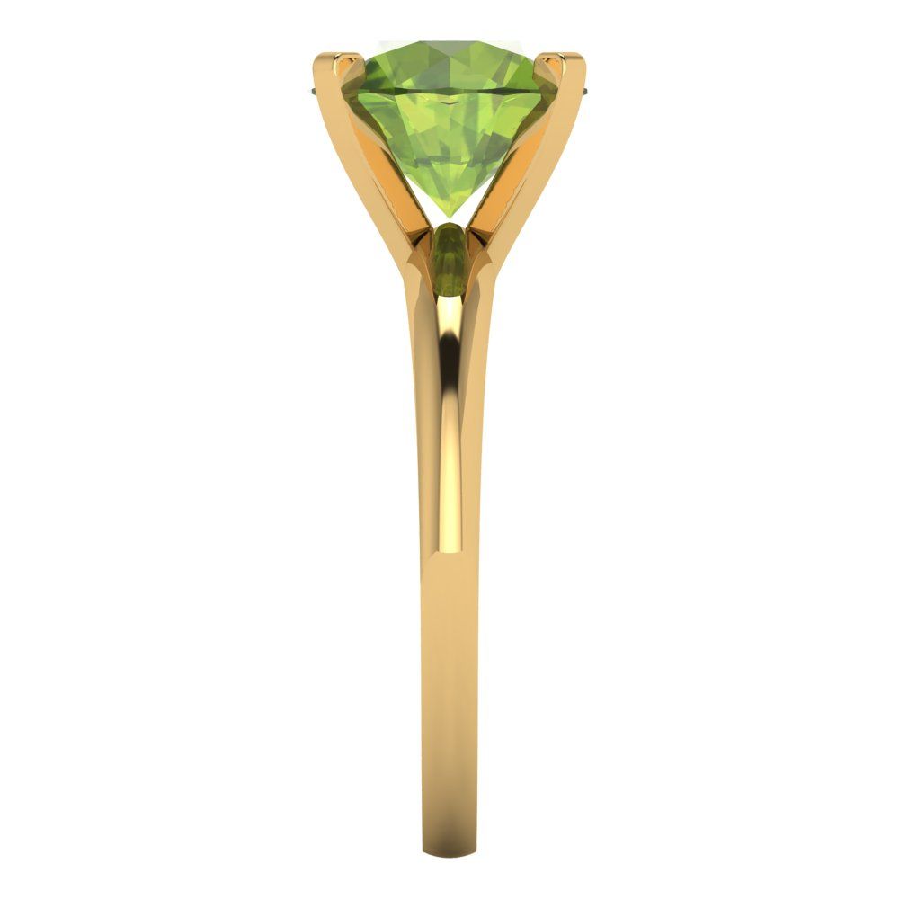 2.5 cttw Natural Peridot Solitaire  Engagement Ring - Solid Gold (Round Cut,8.5mm)