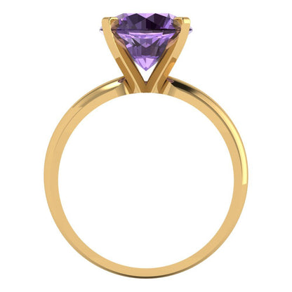2.5 cttw Simulated Alexandrite Solitaire  Engagement Ring - Solid Gold (Round Cut,8.5mm)
