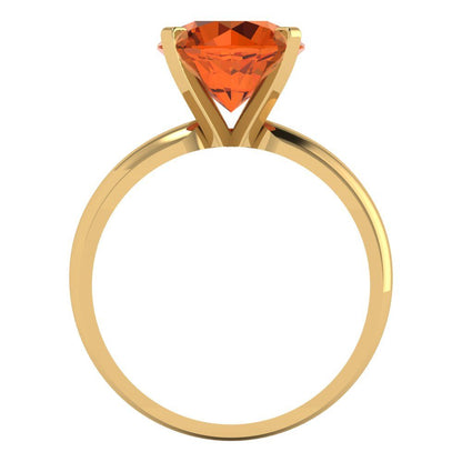 2.5 cttw Zirconia Simulated Red Diamond Solitaire  Engagement Ring - Solid Yellow Gold (VVS1, Round Cut,8.5mm)