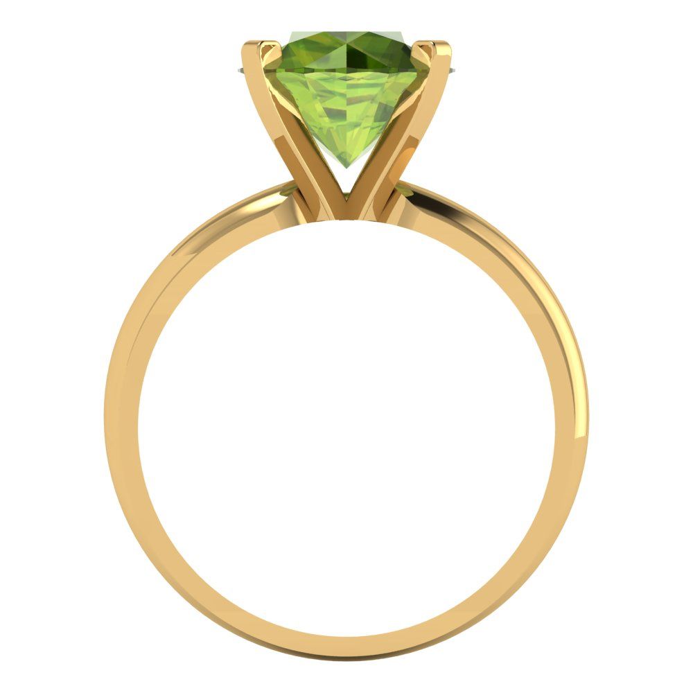 2.5 cttw Natural Peridot Solitaire  Engagement Ring - Solid Gold (Round Cut,8.5mm)