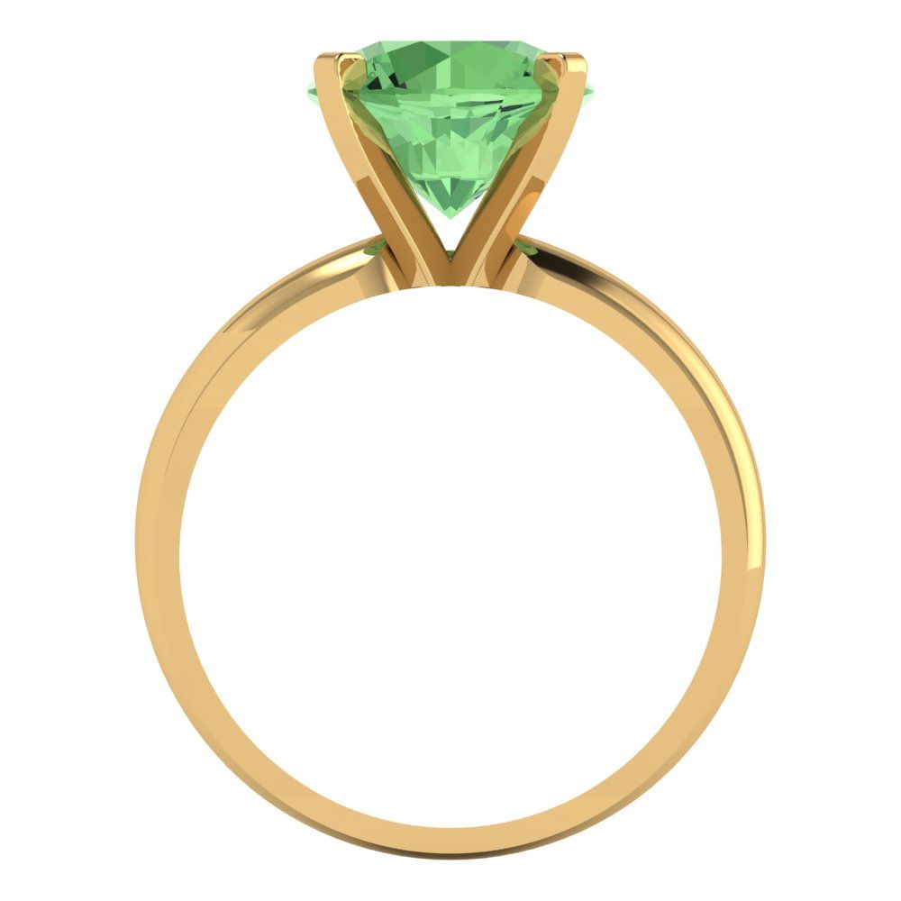 2.5 cttw Zirconia Simulated Green Diamond Solitaire  Engagement Ring - Solid Gold (VVS1, Round Cut,8.5mm)
