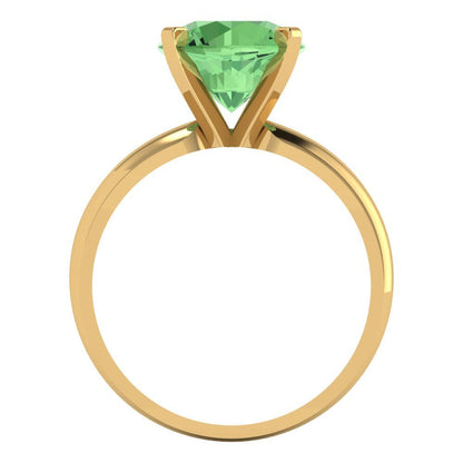 2.5 cttw Zirconia Simulated Green Diamond Solitaire  Engagement Ring - Solid Gold (VVS1, Round Cut,8.5mm)