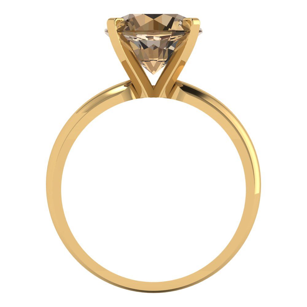 2.5 cttw Zirconia Simulated Champagne Diamond Solitaire  Engagement Ring - Solid Gold (VVS1, Round Cut,8.5mm)