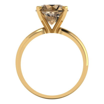 2.5 cttw Zirconia Simulated Champagne Diamond Solitaire  Engagement Ring - Solid Gold (VVS1, Round Cut,8.5mm)