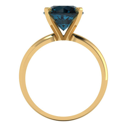 2.5 cttw Natural London Blue Topaz Solitaire  Engagement Ring - Solid Gold (Round Cut,8.5mm)