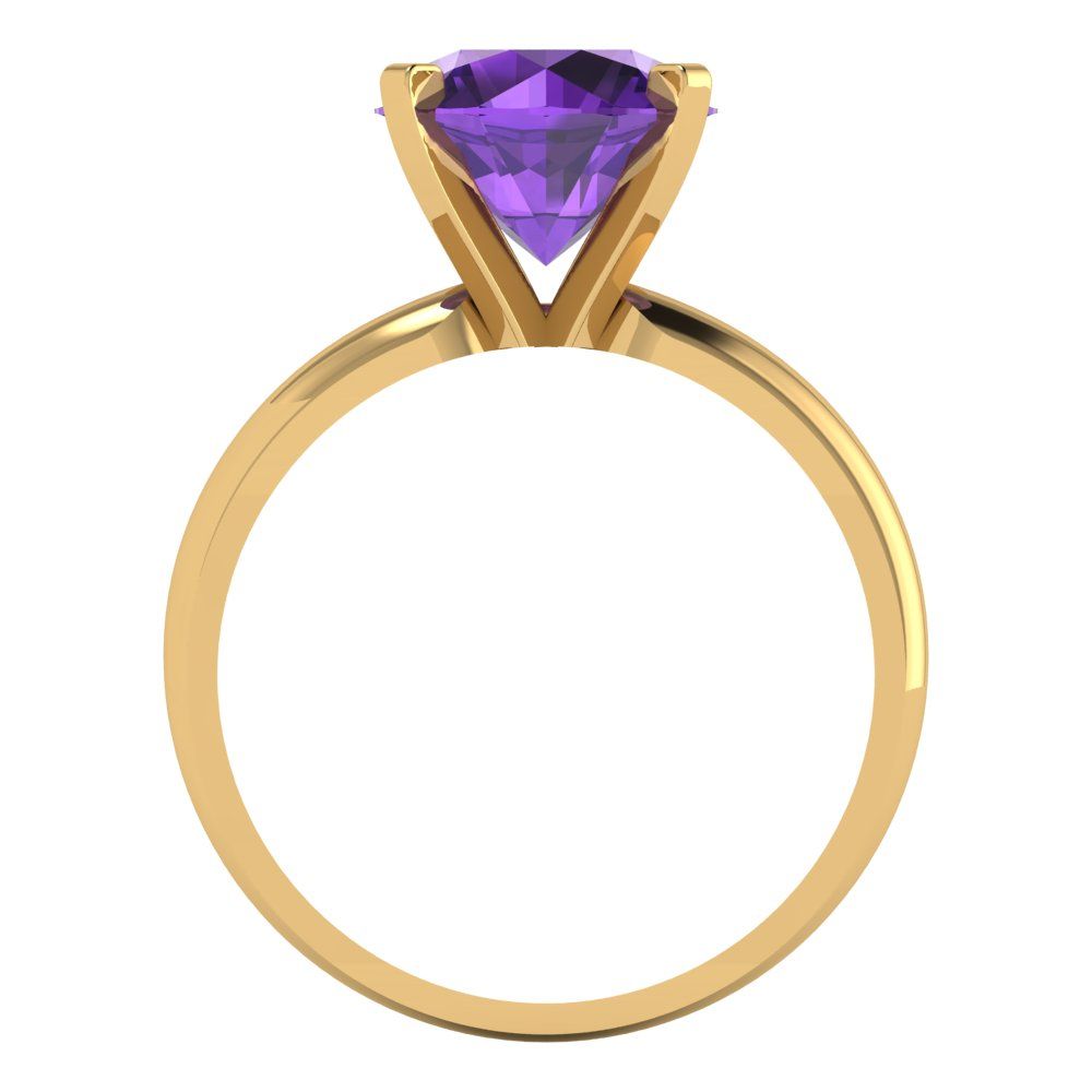 2.5 cttw Natural Amethyst Solitaire  Engagement Ring - Solid Gold (Round Cut,8.5mm)