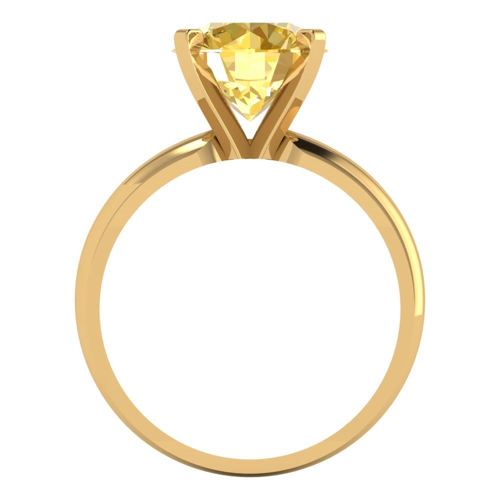 2.5 cttw Zirconia Simulated Yellow Diamond Solitaire  Engagement Ring - Solid Gold (VVS1, Round Cut,8.5mm)