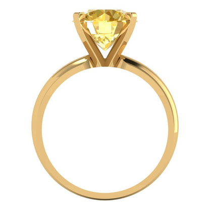 2.5 cttw Zirconia Simulated Yellow Diamond Solitaire  Engagement Ring - Solid Gold (VVS1, Round Cut,8.5mm)