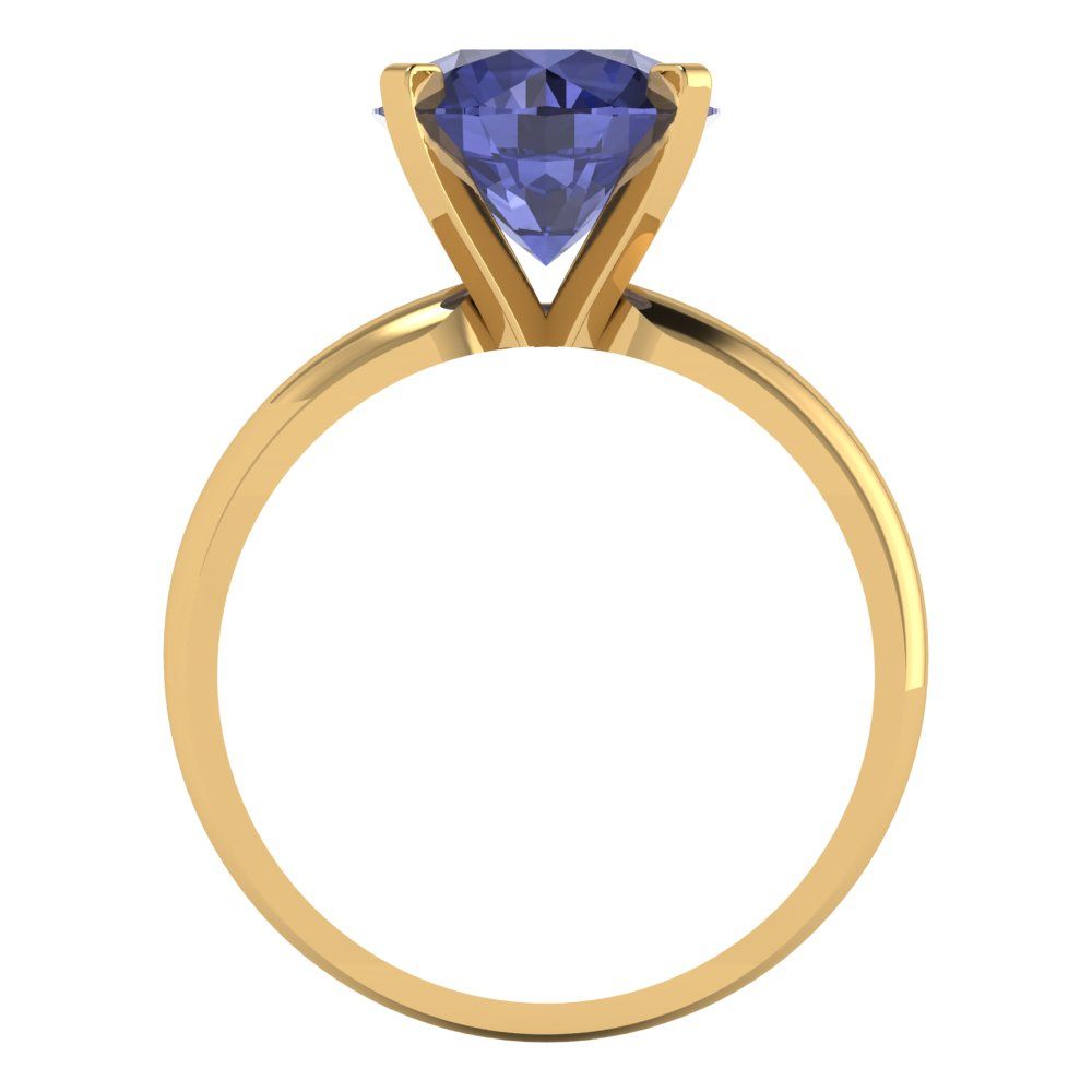 2.5 cttw Simulated Tanzanite Solitaire  Engagement Ring - Solid Yellow Gold (VVS1, Round Cut,8.5mm)