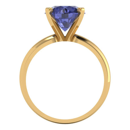 2.5 cttw Simulated Tanzanite Solitaire  Engagement Ring - Solid Yellow Gold (VVS1, Round Cut,8.5mm)
