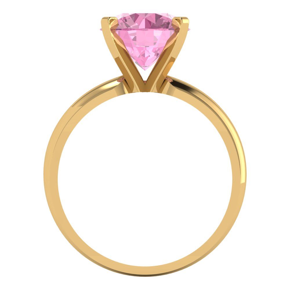 2.5 cttw Zirconia Simulated Pink Diamond Solitaire  Engagement Ring - Solid Gold (VVS1, Round Cut,8.5mm)