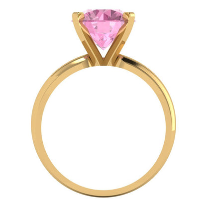 2.5 cttw Zirconia Simulated Pink Diamond Solitaire  Engagement Ring - Solid Gold (VVS1, Round Cut,8.5mm)