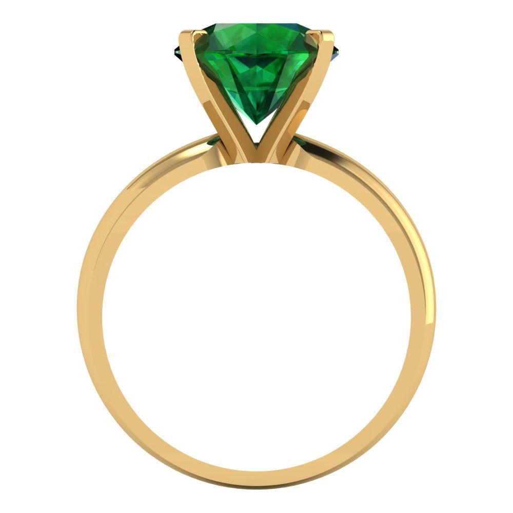 2.5 cttw Simulated Emerald Solitaire  Engagement Ring - Solid Yellow Gold (VVS1, Round Cut,8.5mm)