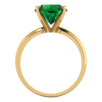 2.5 cttw Simulated Emerald Solitaire  Engagement Ring - Solid Yellow Gold (VVS1, Round Cut,8.5mm)