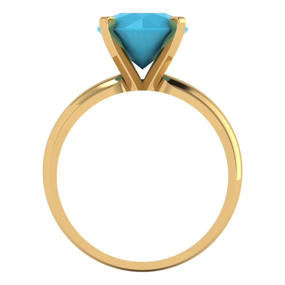 2.5 cttw Simulated Turquoise Solitaire  Engagement Ring - Solid Yellow Gold (VVS1, Round Cut,8.5mm)