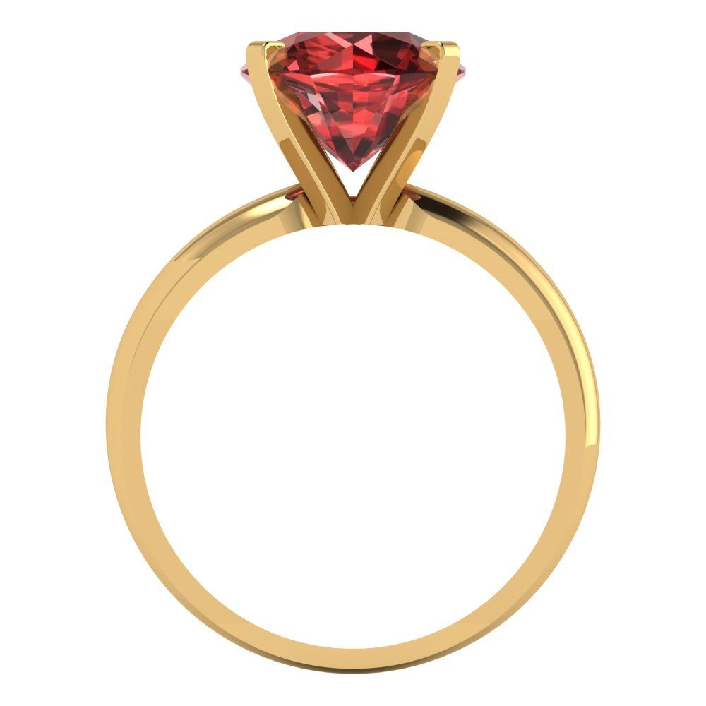 2.5 cttw Natural Garnet Solitaire  Engagement Ring - Solid Gold (Round Cut,8.5mm)