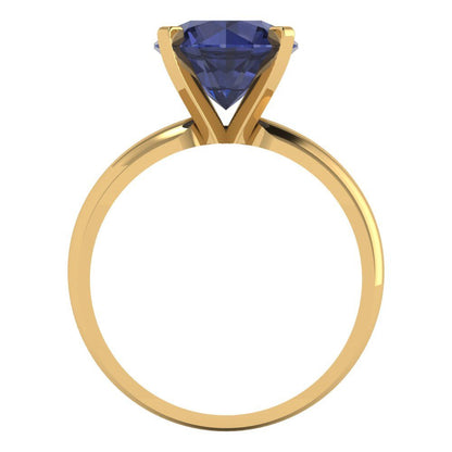 2.5 cttw Simulated Blue Sapphire Solitaire  Engagement Ring - Solid Gold (Round Cut,8.5mm)