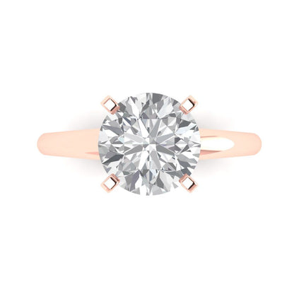 2.5 cttw White Sapphire Solitaire  Engagement Ring - Solid Rose Gold (VVS1, Round Cut,8.5mm)