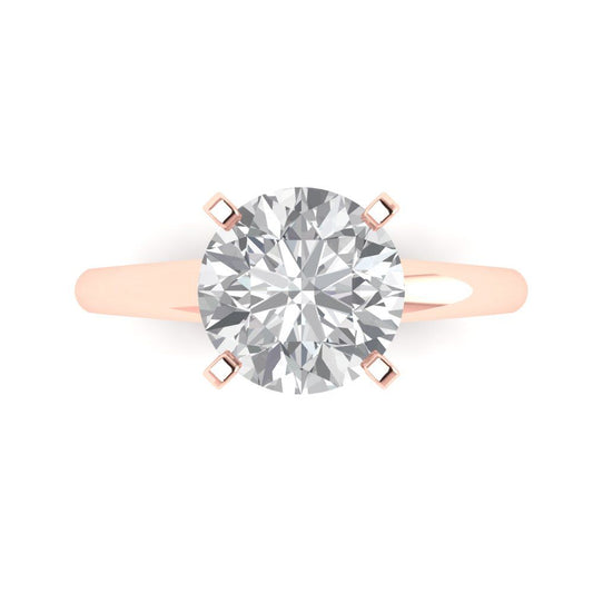 2.5 cttw White Sapphire Solitaire  Engagement Ring - Solid Rose Gold (VVS1, Round Cut,8.5mm)