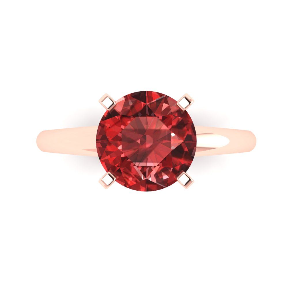 2.5 cttw Natural Garnet Solitaire  Engagement Ring - Solid Rose Gold (VVS1, Round Cut,8.5mm)