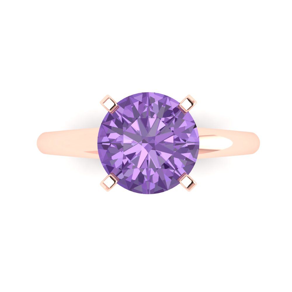 2.5 cttw Simulated Alexandrite Solitaire  Engagement Ring - Solid Rose Gold (VVS1, Round Cut,8.5mm)