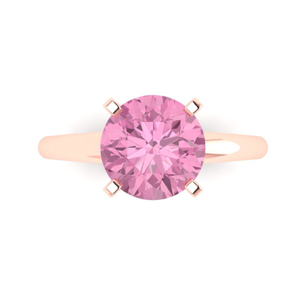 2.5 cttw Zirconia Simulated Pink Diamond Solitaire  Engagement Ring - Solid Rose Gold (VVS1, Round Cut,8.5mm)