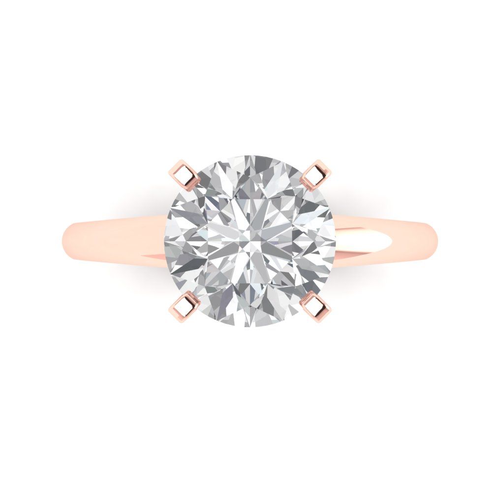 2.5 cttw Moissanite Solitaire  Engagement Ring - Solid Rose Gold (VVS1, Round Cut,8.5mm)