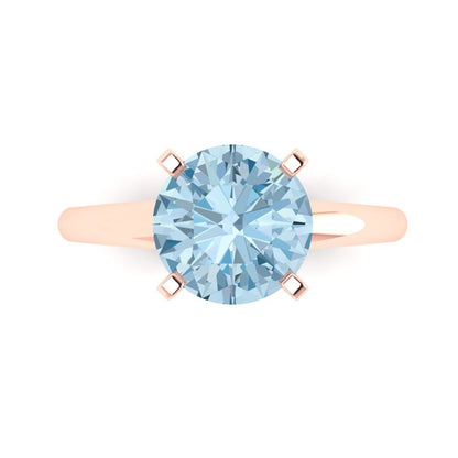 2.5 cttw Zirconia Simulated Blue Diamond Solitaire  Engagement Ring - Solid Rose Gold (VVS1, Round Cut,8.5mm)