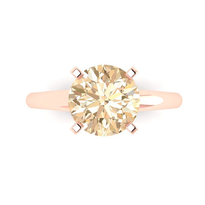2.5 cttw Natural Morganite Solitaire  Engagement Ring - Solid Rose Gold (VVS1, Round Cut,8.5mm)