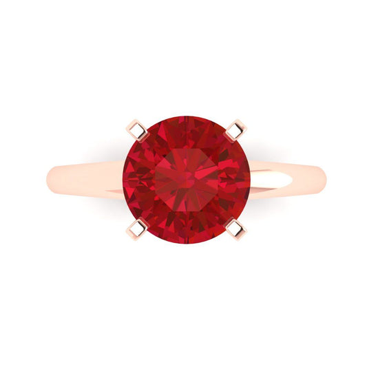 2.5 cttw Simulated Pink Tourmaline Solitaire  Engagement Ring - Solid Rose Gold (VVS1, Round Cut,8.5mm)