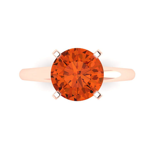 2.5 cttw Zirconia Simulated Red Diamond Solitaire  Engagement Ring - Solid Rose Gold (VVS1, Round Cut,8.5mm)