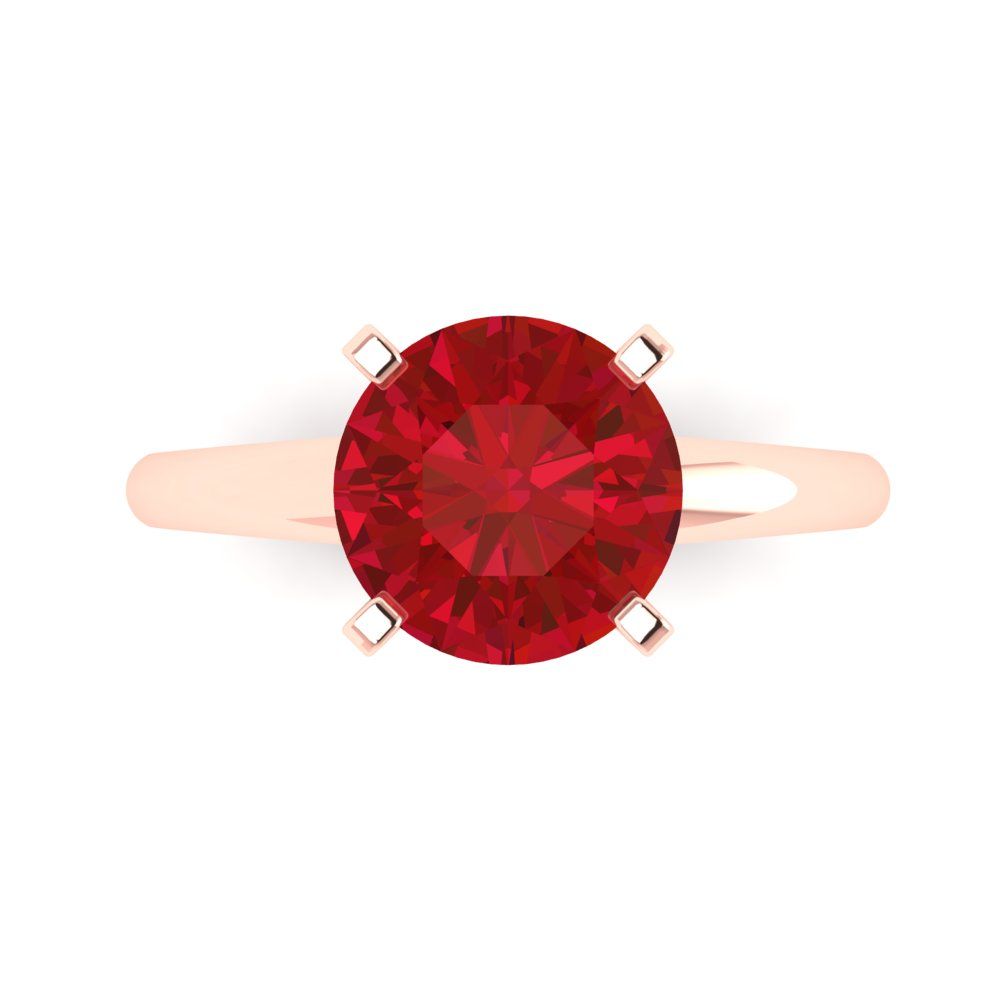 2.5 cttw Simulated Ruby Solitaire  Engagement Ring - Solid Rose Gold (VVS1, Round Cut,8.5mm)