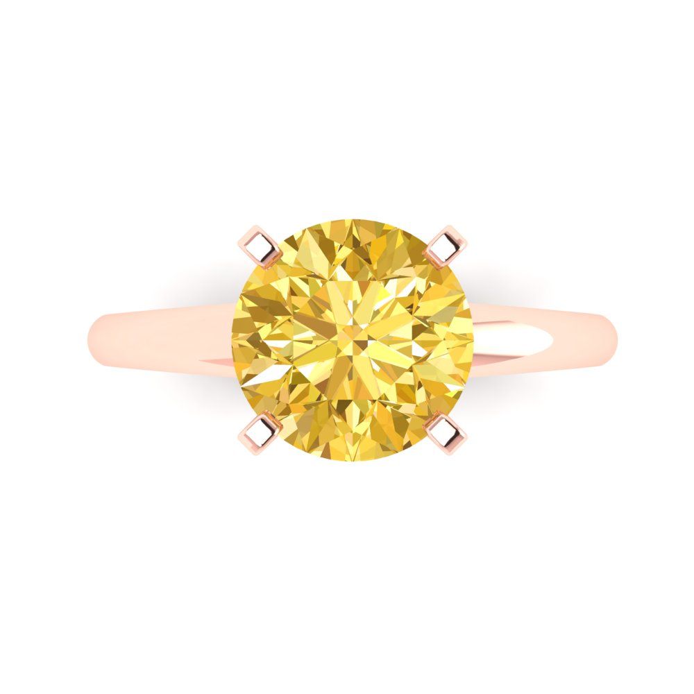 2.5 cttw Natural Citrine Solitaire  Engagement Ring - Solid Rose Gold (VVS1, Round Cut,8.5mm)