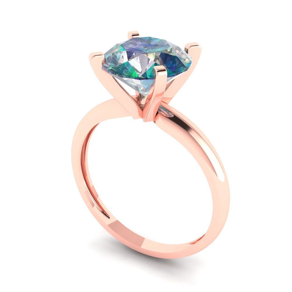 2.5 cttw Blue Moissanite Solitaire  Engagement Ring - Solid Rose Gold (VVS1, Round Cut,8.5mm)