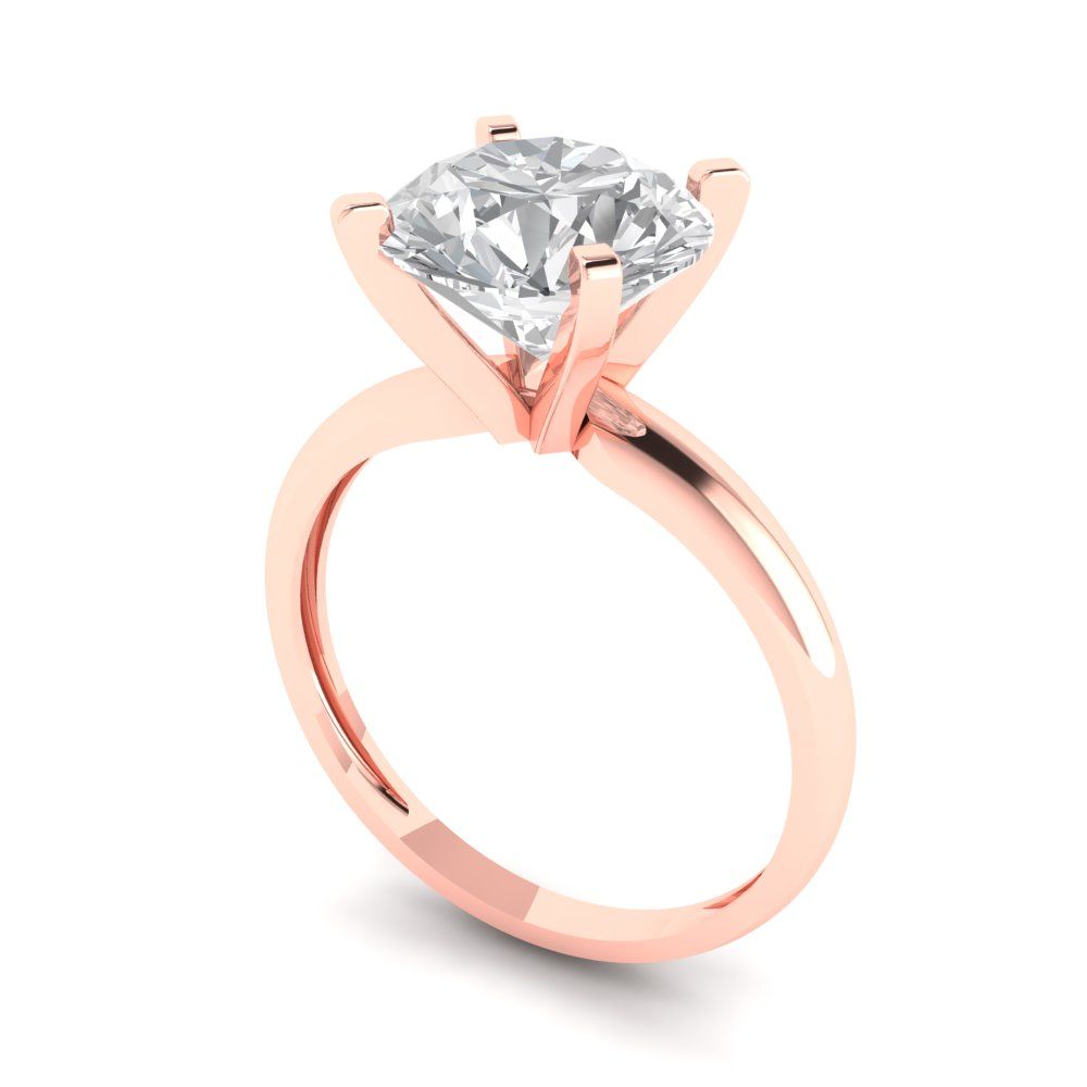 2.5 cttw White Sapphire Solitaire  Engagement Ring - Solid Rose Gold (VVS1, Round Cut,8.5mm)