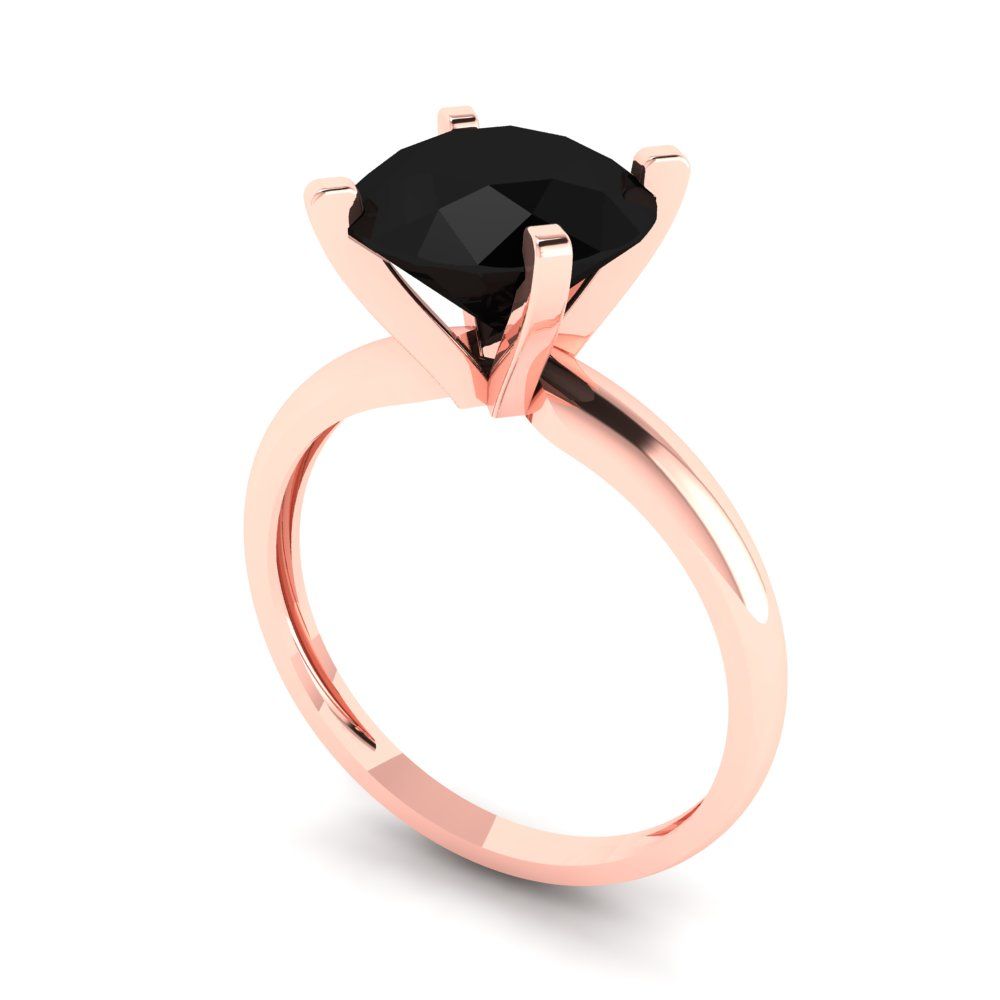 2.5 cttw Natural Onyx Solitaire  Engagement Ring - Solid Gold (Round Cut,8.5mm)
