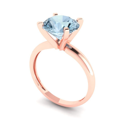 2.5 cttw Zirconia Simulated Blue Diamond Solitaire  Engagement Ring - Solid Rose Gold (VVS1, Round Cut,8.5mm)