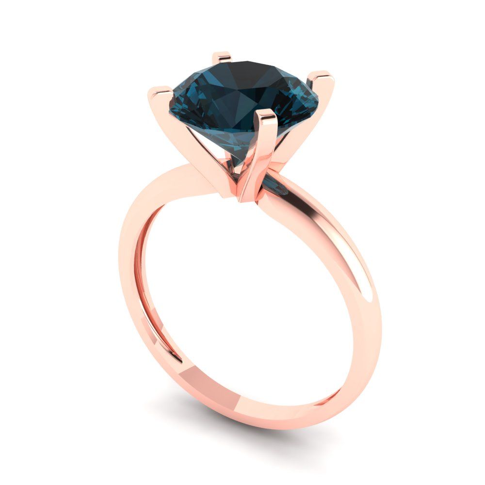 2.5 cttw Natural London Blue Topaz Solitaire  Engagement Ring - Solid Rose Gold (VVS1, Round Cut,8.5mm)