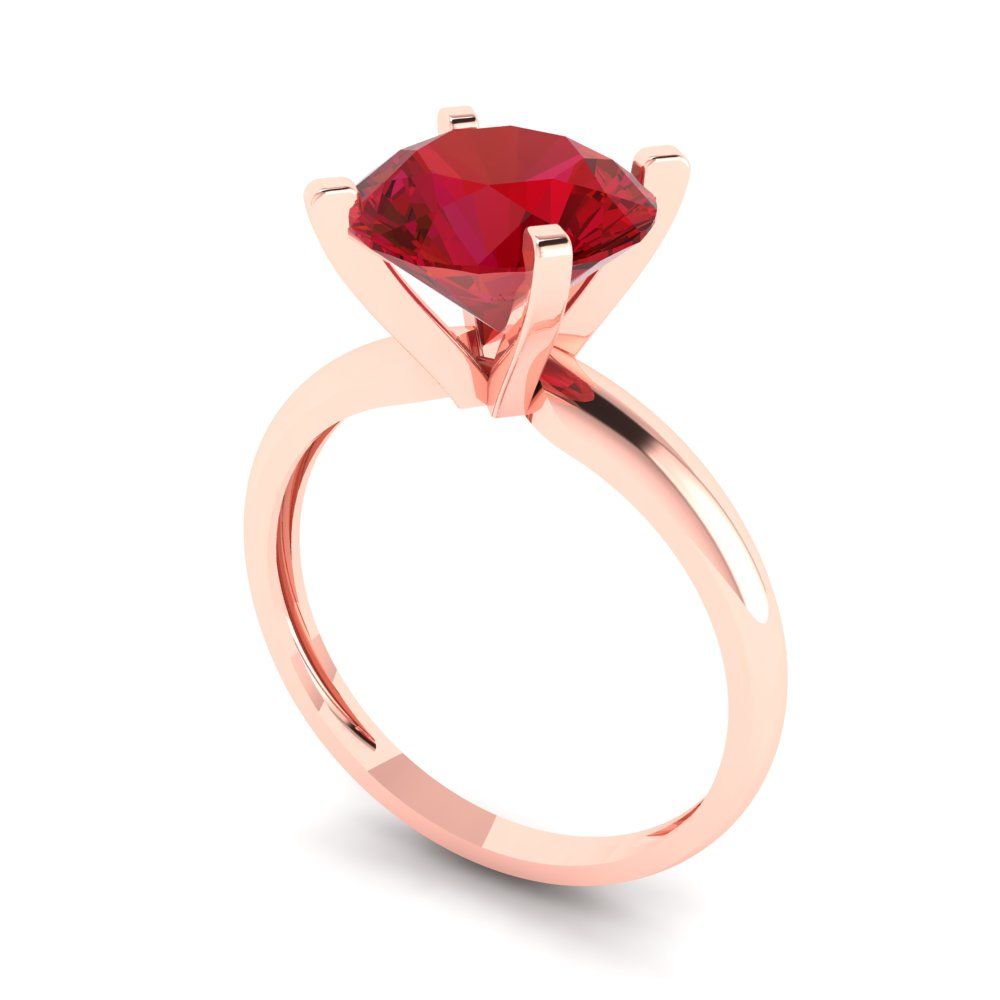 2.5 cttw Simulated Ruby Solitaire  Engagement Ring - Solid Rose Gold (VVS1, Round Cut,8.5mm)