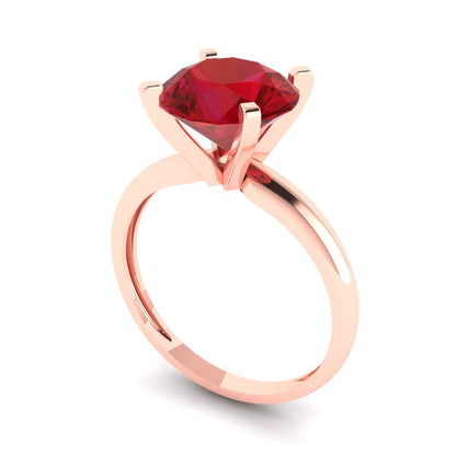 2.5 cttw Simulated Ruby Solitaire  Engagement Ring - Solid Rose Gold (VVS1, Round Cut,8.5mm)