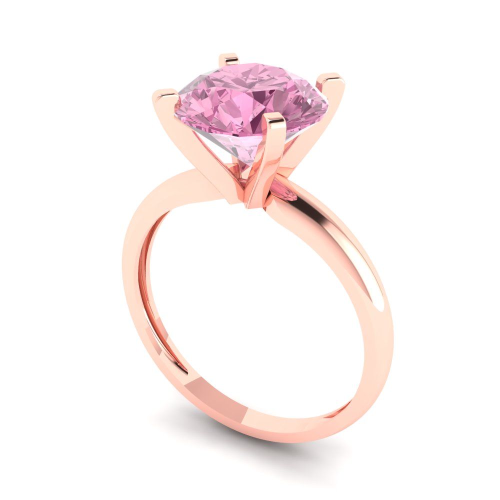 2.5 cttw Zirconia Simulated Pink Diamond Solitaire  Engagement Ring - Solid Rose Gold (VVS1, Round Cut,8.5mm)