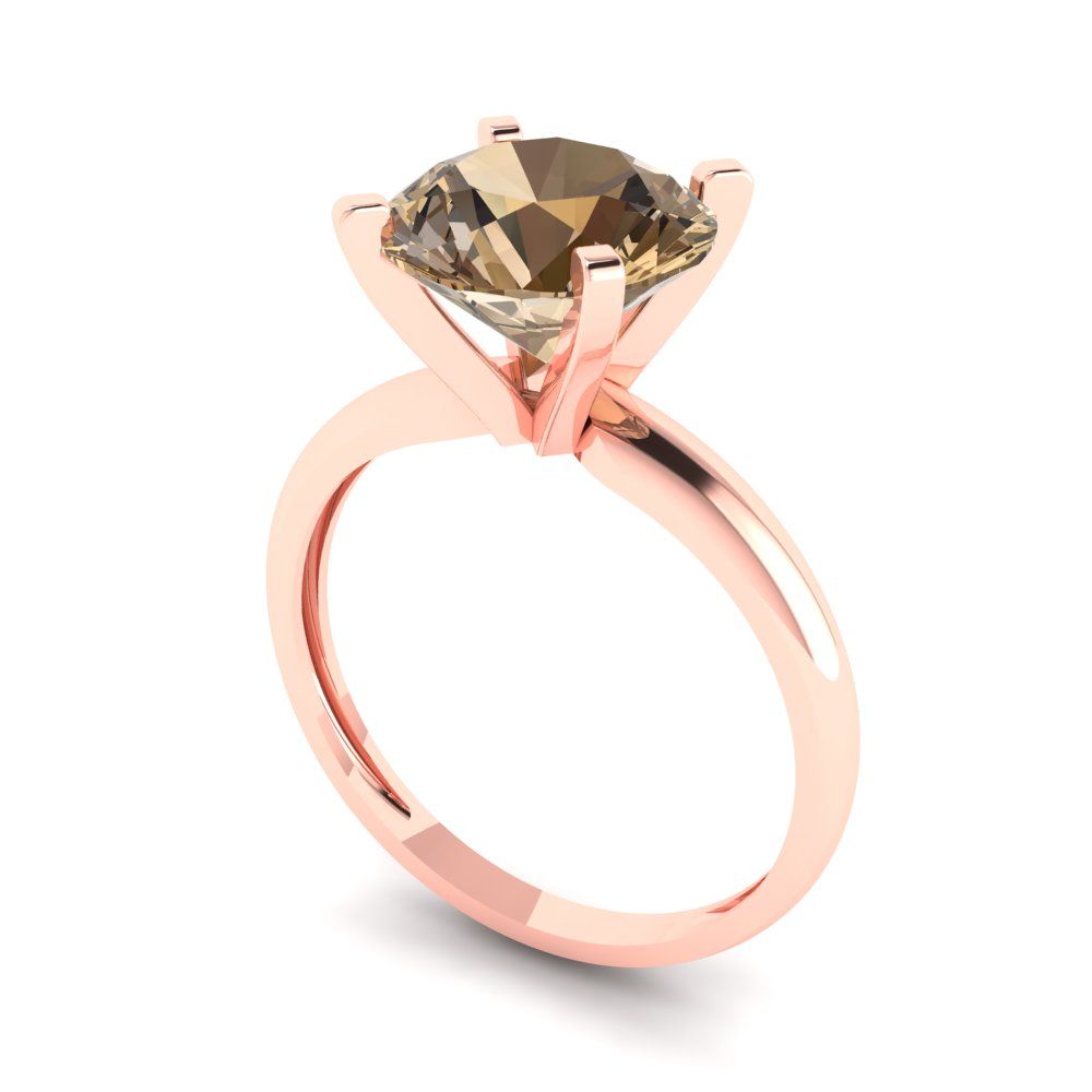 2.5 cttw Zirconia Simulated Champagne Diamond Solitaire  Engagement Ring - Solid Rose Gold (VVS1, Round Cut,8.5mm)