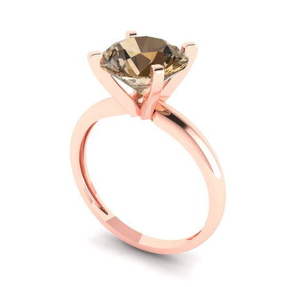 2.5 cttw Zirconia Simulated Champagne Diamond Solitaire  Engagement Ring - Solid Rose Gold (VVS1, Round Cut,8.5mm)