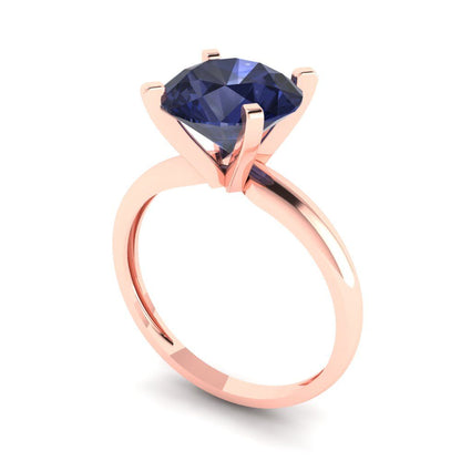 2.5 cttw Simulated Blue Sapphire Solitaire  Engagement Ring - Solid Rose Gold (VVS1, Round Cut,8.5mm)