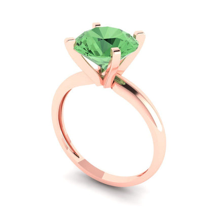 2.5 cttw Zirconia Simulated Green Diamond Solitaire  Engagement Ring - Solid Rose Gold (VVS1, Round Cut,8.5mm)