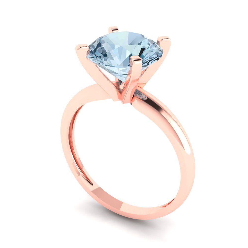 2.5 cttw Natural Sky Blue Topaz Solitaire  Engagement Ring - Solid Rose Gold (VVS1, Round Cut,8.5mm)