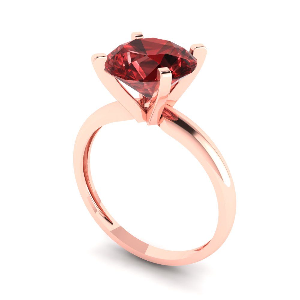 2.5 cttw Natural Garnet Solitaire  Engagement Ring - Solid Rose Gold (VVS1, Round Cut,8.5mm)